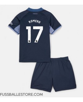Günstige Tottenham Hotspur Cristian Romero #17 Auswärts Trikotsatzt Kinder 2023-24 Kurzarm (+ Kurze Hosen)